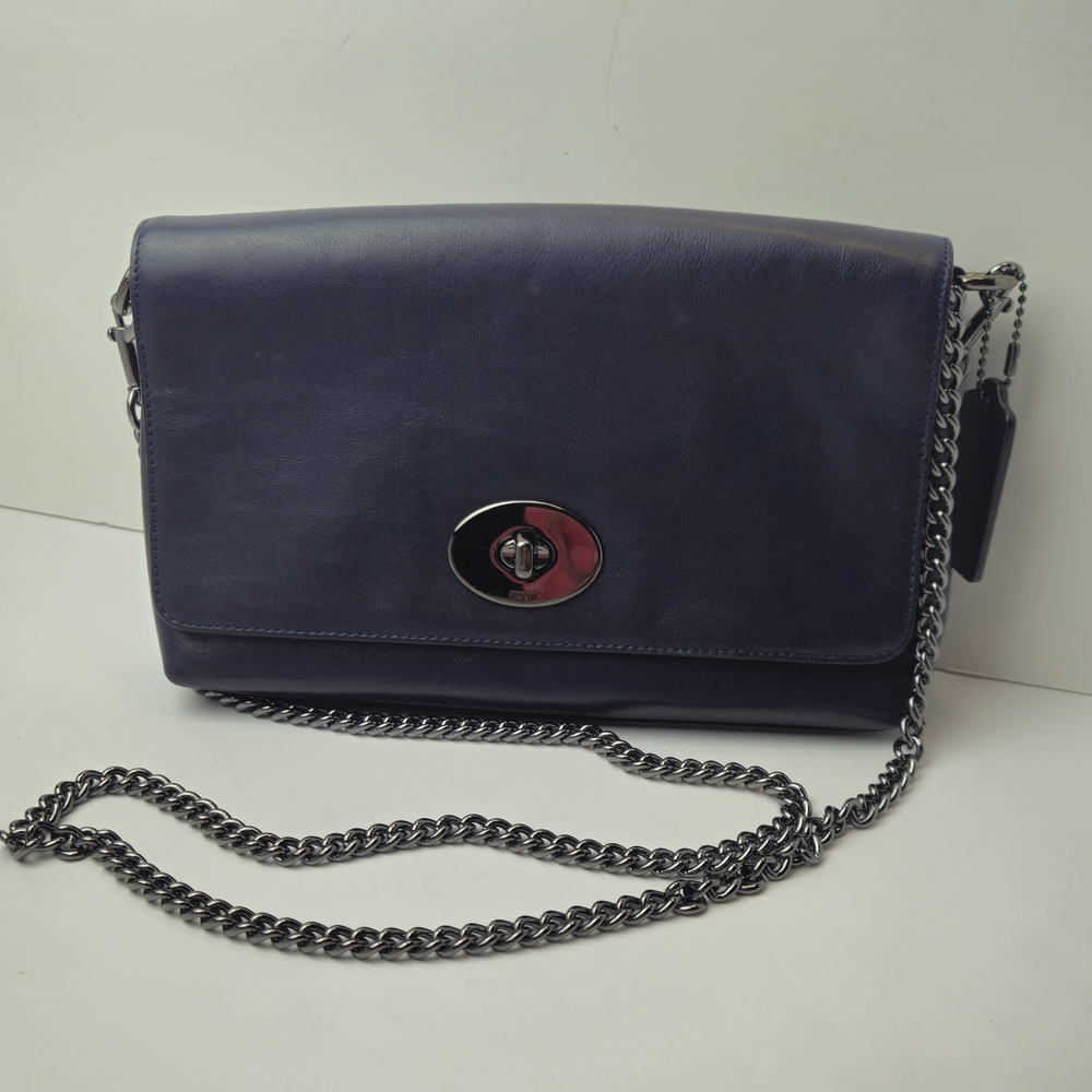 Coach Navy Leather Crossbody Bag with Chain Strap (NWOT)